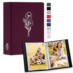 Lanpn Fotoalbum 10x15 50 2 Packungen, Klein Mini Leinen Einstecken Einsteckalbum für Hochformat Fotos Bilder Violett 50 Fotos/2PK Violett