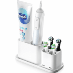 ALOCEO Aufsteckbürsten Halter, Zahnbürstenhalter Caddy für Elektrische Zahnbürste, Bürstenköpfe, Handzahnbürsten, Zahnpasten und Zungenschaber, Weiß