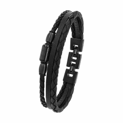 s.Oliver Armband Edelstahl Herren Armschmuck, Kommt in Schmuck Geschenk Box SCHMAL/SCHWARZ