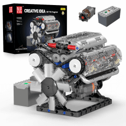 Mould King 10088 Technik V8 Motor Bausteine Spielzeug, 535 Stück APP Engine Klemmbausteine Bausatz Geschenk für Jungen Mädchen
