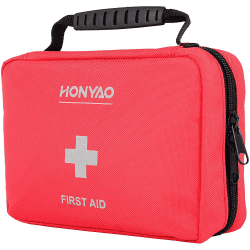 HONYAO Erste Hilfe Set, 220 Stück Kompakt First Aid Kit mit Premium-Tasche für Notfälle in Zuhause Auto Arbeitsplatz Familie Motorrad Reise Camping Wandern Draussen Sport
