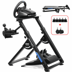 GTPLAYER Lenkradständer für Lenkrad Gaming Wheel Stand Racing Lenkradständer mit V1 V2 Schalthebelhalterung Neigungsverstellbares Gestell PS4 Xbox PC Blau