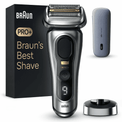 Braun Series 9 Pro+ Rasierer Herren Elektrisch, Elektrorasierer mit 5 Pro Rasierelementen, Langhaarschneider, Rasierer-Ladeetui PowerCase, 60 Min Laufzeit, Made in Germany, 9527s, Silber 9527s PowerCase - Silber