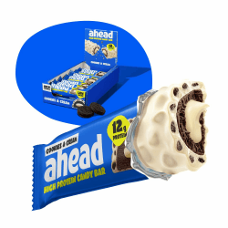 ahead Protein Riegel | Cookies & Cream | 14x 45g Extra softer Protein Riegel mit cremigem Kern | Low Carb Eiweißriegel ohne Zuckerzusatz & ohne Palmöl