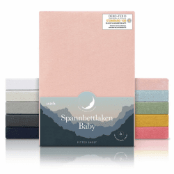 Laleni Jersey Spannbettlaken 100x100 cm Laufstall - Oeko-TEX zertifiziertes Spannbettlaken quadratisch - Laufstall Bezug aus Baumwolle - Spannbettlaken Laufgitter 100x100 - für Moseskorb Baby in Rosa Laufgitter quadratisch 100x100cm Rosa 1