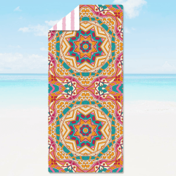 yumcute Strandhandtuch XXL, Mikrofaser Badetuch Groß Saunatuch Microfaser Badetuch mit Motiv für Sports Reise Strand Sauna (Mandala-Muster, 180x80 cm) 180x80 cm Mandala-muster
