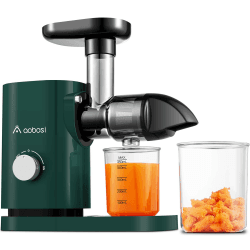 Aobosi Slow Juicer Entsafter Gemüse und Obst Profi Entsafter mit Ruhiger Motor & Umkehrfunktion & Saftkanne & Reinigungsbürste, Bpa-Frei（150 Watt/Grün） Dunkelgrün