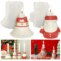 2 Stück Weihnachtsmann Silikonform Weihnachten Kerzenhalter Silikonform Kerzenform Silikon Weihnachtsmann Gießform Weihnachten Form Kerzenhalter 3D Weihnachten Deko Gießform Silikon Kerzenständer