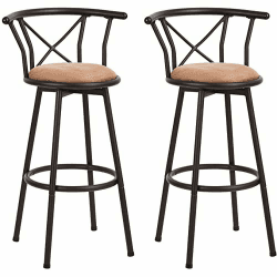 MEUBLE COSY 2er Set Barhocker Sitzhöhe 75,5cm Drehbarer Industriestil mit gepolsterter Fußstütze mit Rückenlehne und Kissen 60x56.5x99cm