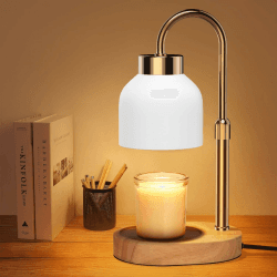 Loowoko Kerzenwärmer Lampe, Candle Warmer lamp mit Timer und Dimmer, Höhenverstellbar, mit 2 Glühbirnen, Kerzen Lampe für duftkerzen im Glas, Dekoration, Weiß