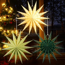 EASY JOY 3er Set Weihnachten Papiersterne Salbeigrüne Holzfarbe Faltstern Deko Weihnachten 14 Zacken Faltsterne Party Deko für Weihnachtsdeko Hochzeit Geburtstag Tischdeko Dekoration Salbei Sterne