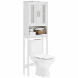 YITAHOME Toilettenschrank Bad Lagerung Regal mit Schrank, Toilettenregal Regal über Toilette, Toilette Veranstalter Rack, Freistehende Toilette Platzsparer mit verstellbaren Regalen, 60x20x170cm(Weiß)