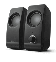 Trust Remo 2.0 PC Lautsprecher Boxen 16 W (8 W RMS), 3,5 mm Audioanschluss, Stromversorgung über USB, Kompaktes Soundsystem, Stereo Lautsprecherset für Computer, Laptop – Schwarz Single