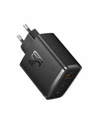 Baseus USB C Ladegerät, 65W USB C Netzteil 3-Port PD Ladegerät mit PPS, GaN Schnellladegerät kompatibel mit MacBook Pro/Air, iPhone 15/14/13/12 Serie, iPad Pro, Galaxy S23 Ultra, S23+, S23, S22 usw Negro