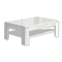 FORTE Savoy Couchtisch mit Ablage, Holzwerkstoff, Weiß hochglanz, 120 x 75 x 43 cm