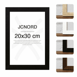 JCNORD Schwarzer MDF Holz Bilderrahmen 20x30 cm mit bruchsicherem Acrylglas | Moderner Fotorahmen für Wände und Tische 20 x 30 cm Schwarz