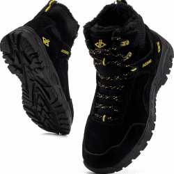 JACKSHIBO Winterschuhe Herren Winterstiefel Damen Warme Gefüttert Stiefel Wasserdicht Rutschfest Schneestiefel Outdoor 42 EU Schwarz