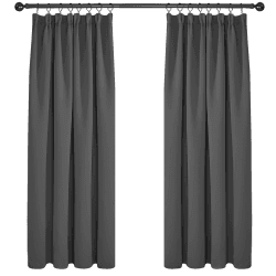 Deconovo Blickdicht Vorhang Dicke Gardine Winter Verdunkelungsvorhang mit Kräuselband für Kinderzimmer, 180x140cm(HöhexBreite), Dunkelgrau, 2er Set H180 x B140 cm (2er Pack) Dunkelgrau