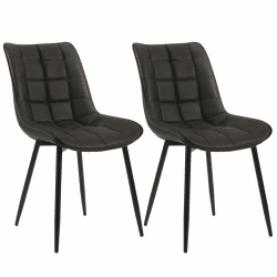 WOLTU Esszimmerstühle BH207an-2 2er Set Küchenstuhl Polsterstuhl Wohnzimmerstuhl Sessel mit Rückenlehne, Sitzfläche aus Kunstleder, Metallbeine, Antiklederoptik, Anthrazit Anthrazit Kunstleder