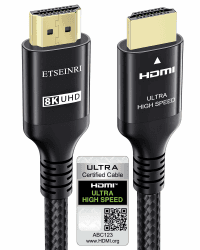 Etseinri 10K 8K HDMI 2.1 Kabel 6M, Zertifiziertes 48Gbps Ultra High Speed HDMI® Kabel 4K 240Hz 165Hz 144Hz 120Hz 8K 60Hz 4:4:4 DTS:X eARC HDCP2.3 HDR10+ TV Monitor Projektor Gaming PC PS5 X-box 6M Schwarz