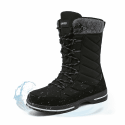 Geweo Schneestiefel Damen Wasserdicht Winterstiefel Warme Gefüttert Bequem 2024 Winter Boots Waterproof Rutschfeste Winterschuhe Unisex 37-42EU 39 EU Winter Schwarz Wasserdicht