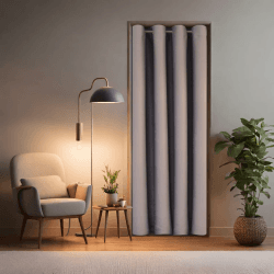 tinycurtains, Türvorhang mit Teleskopstange, einfache Montage in nur 1 Minute ohne Bohren (Türvorhang hellgrau + Stange Silber, Vorhang 195 x 150 cm (HxB); Stange 70-120 cm) Vorhang 195 x 150 cm (HxB); Stange 70-120 cm Türvorhang Hellgrau + Stange Silber