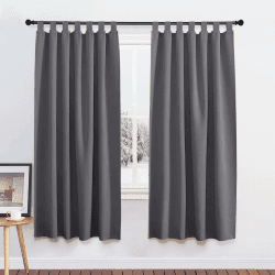 PONY DANCE Kurze Gardinen mit Schlaufen - Schlaufenschal 2er Set H 160 x B 140 cm Verdunklungsvorhänge Kurz Thermovorhang Kälteschutz Gardinen Kinderzimmer Vorhang Grau Blickdicht H160 x B140 cm (2er Pack) Grau