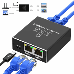 Loydia LAN Splitter 1 auf 3, Gigabit Ethernet Splitter LAN Switch 3 Port mit Typ-C Netzkabel, 1000Mbps RJ45 LAN Netzwerk-Splitter für Computer, Laptop, Switch, Router, Netzwerksteckdose, TV-Box LAN Splitter 1 à 3