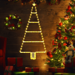Moxled Weihnachtsbeleuchtung Außen Batterie Warmweiß, 81cm LED Leiter Lichterkette Batterie mit Timer, 8 Modi, Wasserdicht Leiter Lichterkette Weihnachtsbaum für Innen Außen Weihnachtsdeko Fenster Warmweiß 81cm