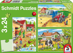 Schmidt Spiele 56216 Auf dem Bauernhof, 3x24 Teile Kinderpuzzle