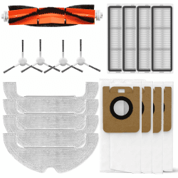 17 Stück Zubehör für Dreame D10 Plus(1 Hauptbürste, 4 Seitenbürsten, 4 Filter, 4 Wischtücher, 4 Staubbeutel) Ersatzteile Set