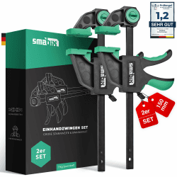 SMABIX® Einhandzwingen 2er Set zum Spannen, Dehnen, Fixieren mit einer Hand, 71Kg Spannkraft, Spannweite 300 mm, Dehnbereich 155mm - 500mm, Einhandzwinge, Zwingen, Schraubzwingen, Schnellspannzwinge Spannweite 300mm
