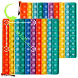 Pop On It 2 in 1 MEINRAUM Poppit XXL Fidget It Toys 100 Zahlen Push Bubble Pop Spielzeug Stressabbau Sensory Toy Rainbow Multiplikationsbrett Lernspielzeug für Kinder Aufklärung Digitaler