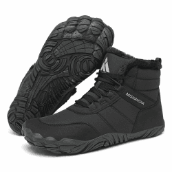 Mishansha Winter Barfußschuhe Warm Gefüttert Winterschuhe für Herren Damen Gr.36-48 44 EU Schwarz
