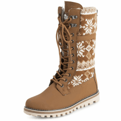 Polar Damen Schnee Dauerhaft Draussen Thermal Winter Warm Wasserdicht Mittelhoher Stiefel 39 EU Tan Gestrickt