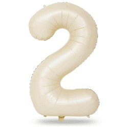 Geburtstag Zahlen Luftballon 2 jahre, 40" Groß Beige Folienballon Zahl 2 für Mädchen Junge, 101cm XXL Ballon 2. Geburtstagsdeko, Zahlenballon 2 zum Frau Jubiläum Neujahr Party Deko, Fliegt mit Helium Beige Zahl 2