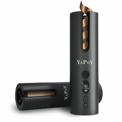 YAPOY Schnurlose Automatischer Lockenstab Wiederaufladbar Automatischer Lockenwickler mit 5 Temperaturen & Timer Wärmeisolationskammer LCD-Bildschirm Geeignet für kurzes und langes Haarstyling - Grau Grau_n