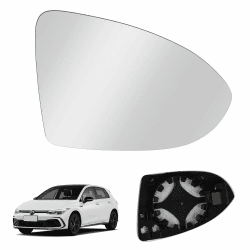 Spiegelglas Ersatz für Golf 7 MK7/7.5/GTI/R-line, Rechts Beifahrerseite Beheizbar Asphärisch Umkehrlinse Rückfahrglas Spiegel mit Trägerplatte, Spiegelglas Glas für Golf Sportsvan 2016-2018