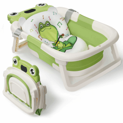 DEANIC Faltbare Baby Badewanne, Babybadewanne Neugeborene von 0-24 Monaten Geeignet, Portable Baby Bathtub Nimmt Keinen Platz Weg, Baby Wanne (Grün)