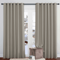 PONY DANCE Wärmeisolierende Vorhänge mit Ösen Gardienen 2-Set Verdunklungsvorhänge Thermovorhang mit Ösen Wohnzimmer Gardinen Blickdicht, H 210 x B 200 cm, Sandfarben H210 x B200 cm (2er Pack) Sandfarben