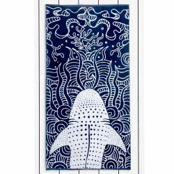 DecoKing Strandtuch groß 90x180 cm Baumwolle Frottee Velours Badetuch dunkelblau Marineblau blau weiß Haifisch Shark 90x180 Shark