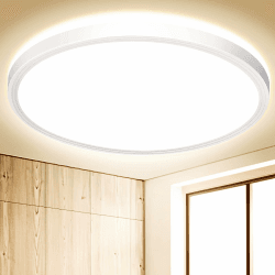 Deckenlampe LED Deckenleuchte Flach Rund - Weiß 18W 4000K 1600LM IP44 Modern Badezimmer LED Lampe Badlampe Decke Küchenlampe für Bad Flur Balkon Schlafzimmer Wohnzimmer Küche Keller Ultra Dünn Ø22 CM Natürliches Weiß - Weißer Rahmen 1 Stück Ø22cm