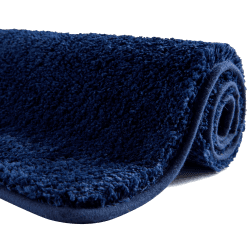 SFLXO Badematte 80cm x 50cm rutschfest-Badvorleger Maschinenwaschbar Anti-Rutsch Badteppich Weich Wasserabsorbierende Badematten Flauschige Mikrofaser Badezimmerteppich Marineblau Mehrweg Marineblau 50 x 80 cm (Rechteckig)
