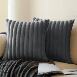 mosayt Kissenbezug grau 50x50 Plüsch Fell 2er Set weich flauschig Boho Deko Winter Sofa Kissenbezüge Kissenhülle Dekokissen Couchkissen Wohnzimmer Herbst Winter Home Decor Bett 50 x 50 cm, 2 Stück Grau