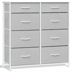 WOLTU Kommode mit 8 Stoffschubladen, Kommodenschrank Sideboard Schubladenschrank, für Schlafzimmer Wohnzimmer Flur, aus Metallrahmen Holzwerkstoff, Hellgrau+Weiß Hellgrau+weiß 8 Stoffschubladen
