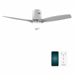 Cecotec - Deckenventilatoren mit Licht EnergySilence Aero 5285 Sun WhiteTransparent Connected, 40W, 132 cm, Befehl, WiFi, IP44-Schutz, 6 Geschwindigkeiten, 3 Klingen, Wintersommermodus, Timer Weiß Ventilator + Licht