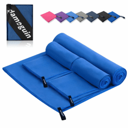 damoguin 3er-Set Mikrofaser Handtuch, Groß (180*80cm) & 2 Stück Klein (80*40cm) Schnelltrocknende Microfaser Fitness Handtücher, als Sporthandtuch, Strandtuch, Badetuch und Reisehandtuch (Dunkelblau)