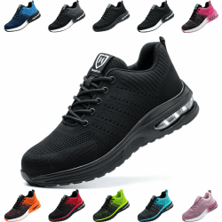 Nasogetch Sicherheitsschuhe Damen Herren Stahlkappenschuhe Arbeitsschuhe Sportlich Atmungsaktiv 44 EU Schwarz