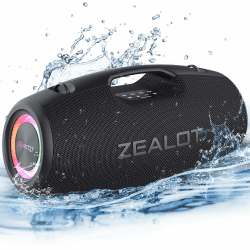 ZEALOT Bluetooth Lautsprecher,120W Lautsprecher Boxen Bluetooth Groß mit Booming Bass,IPX6 Wasserdicht,Musikbox mit Licht,Power Bank,Bluetooth 5.2,Outdoor Lautsprecher für Camping,Strand,Geschenke Black