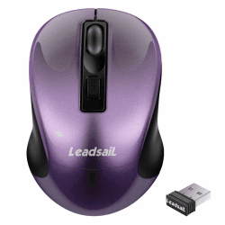 LeadsaiL Kabellose Maus, 1600DPI, 2,4 GHz mit USB-Empfänger, 4 Tasten, Leises Klicken und Scrollen, 15-Monate Akkulaufzeit, Kompatibilität mit Mehreren Geräten - Lila Rosa
